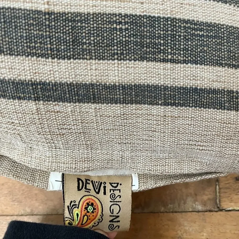 Devi Designs Decorative Jute Pillow Blessed Embroidery Striped